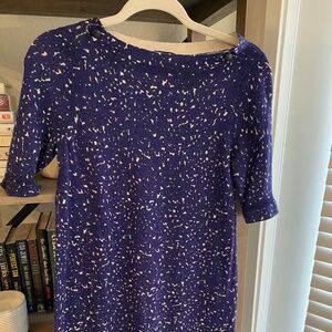 J. Crew Women's Small Bateau Neckline Knit Blue Pattern Dress